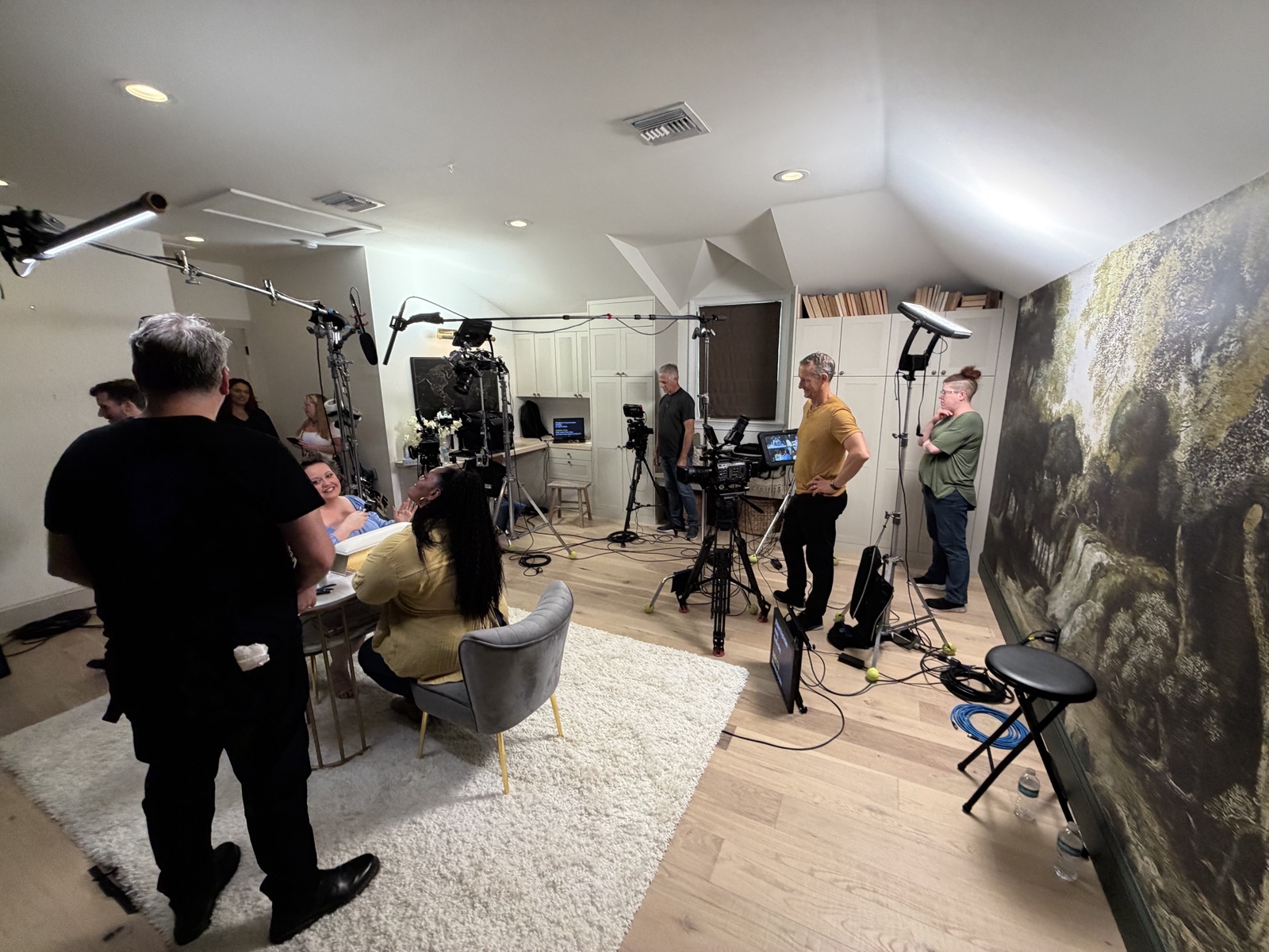 Multi-camera interview shoot with teleprompter