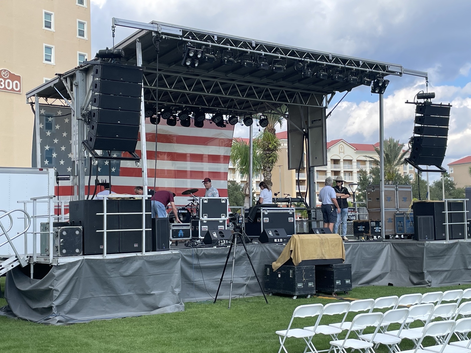 Outdoor stage build for a live event